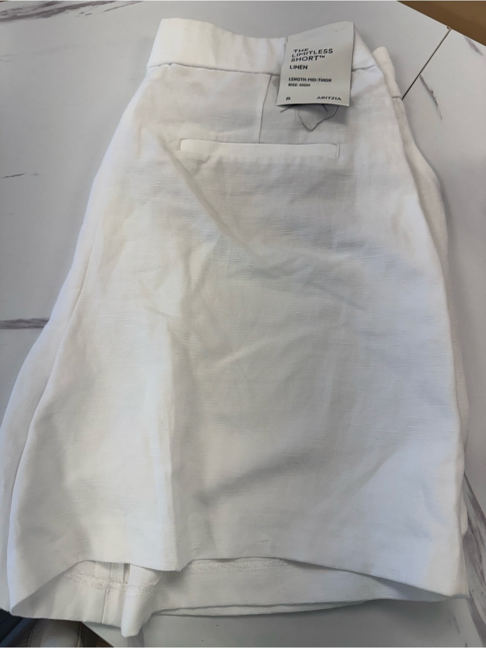 Aritzia White Limitless High-Rise Linen-Blend Women's Shorts 8 nwt